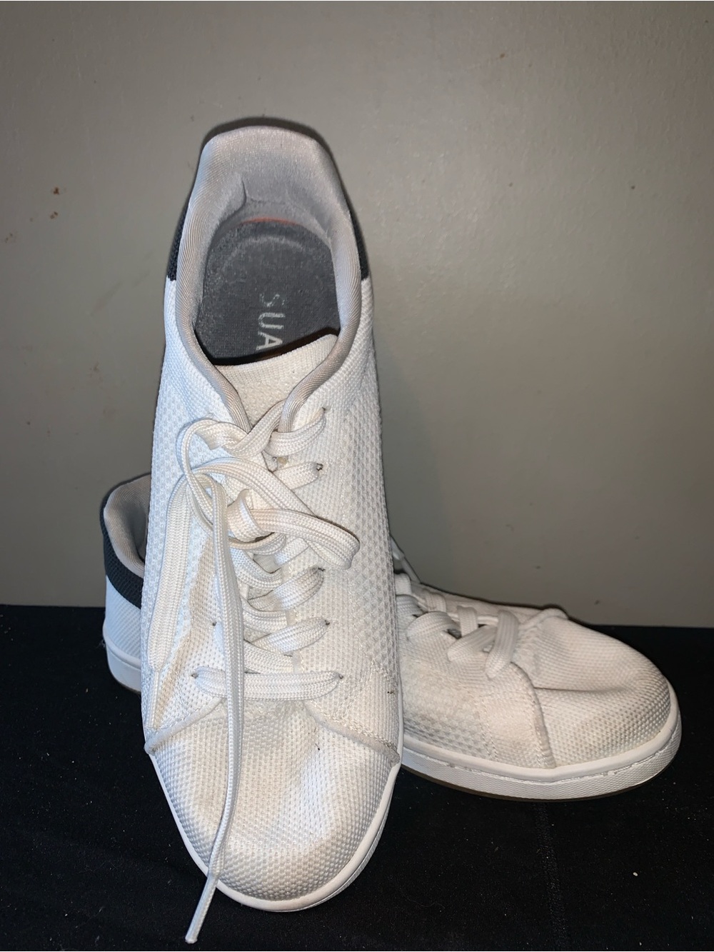 Suavs Men’s White Mesh Lace-Up Sneakers